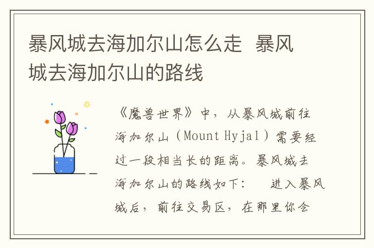 暴风城至海加尔山路线指南